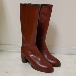 (SOLD) Cognac Brown Heeled Boots